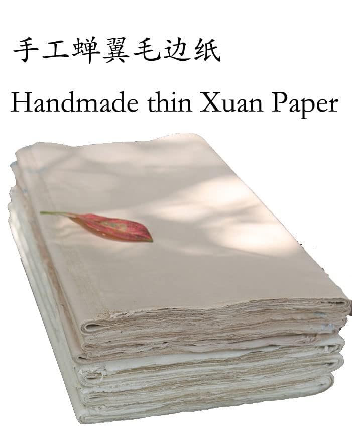 Easyou Sumi Paper Handmade Thin Xuan Paper Clear Straight Maobian for Chinese Japaness Calligraphy Practice (18.8"x30.7") 48x78cm 50sheets Canyi - Image 3